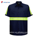 Heißer Verkauf 65% Polyester 35% Baumwolle Langarm Navy / Grau Sicherheit Reflektierende High Visible sichtbarkeit Button Shirts für Industrie Tragen